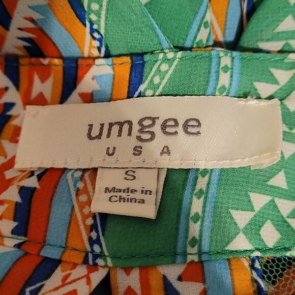 Umgee green and orange Aztec pattern Summer dress - Picture 4 of 7